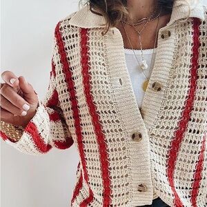 Zara Striped Open Knit Cardigan